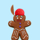 Gingerbread man with open head and brain with unhappy face. Depressive Christmas concept. - PhotoDune Item for Sale