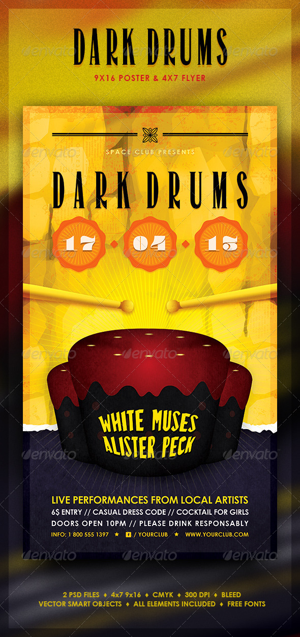 Dark Drums Poster and Flyer - Concerts Events