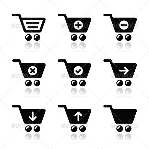 Shopping Cart Vector Icons Set - Web Technology