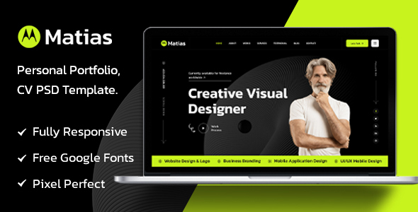 Matias - Personal Portfolio/CV PSD Template.