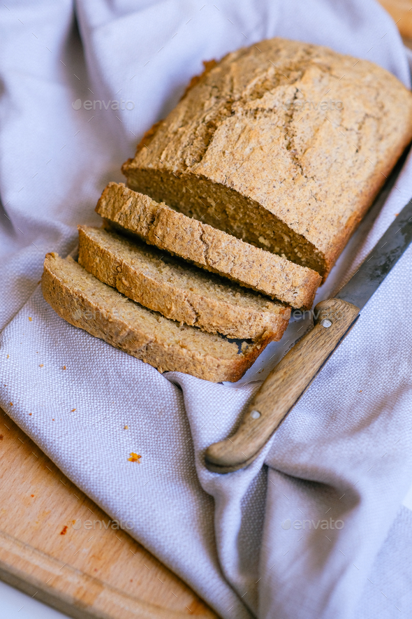 Vegan bread made from millet and green buckwheat. Useful healthy homemade baking