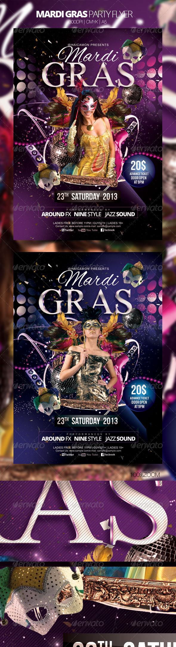 Mardi Gras Party Flyer - Clubs & Parties Events