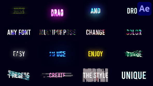 Glitch Text Presets Pack for After Effects