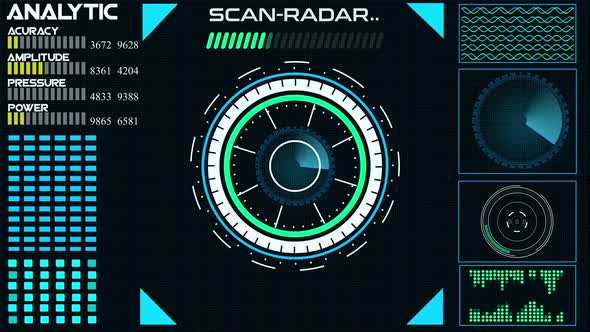 Technology Radar HUD Screen Animation 4K. Vd 1858
