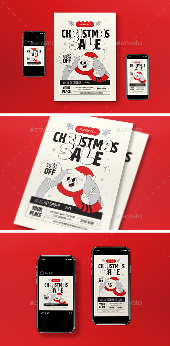 Christmas Decor Sale Flyer Ad Social Media Template