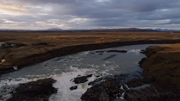 Urridafoss Waterfall at Sunset Iceland alt