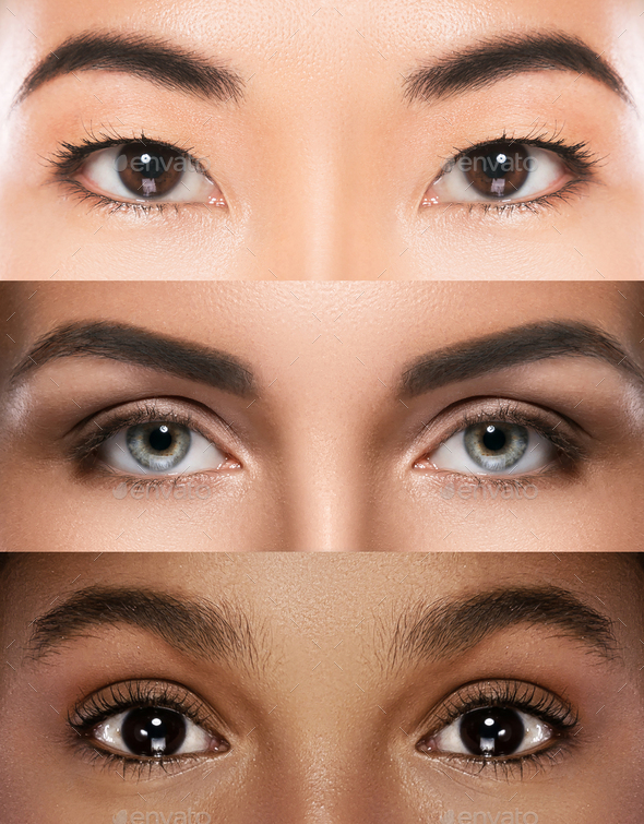 Collage with female eyes of different ethnicity Stock Photo by BLACKDAY