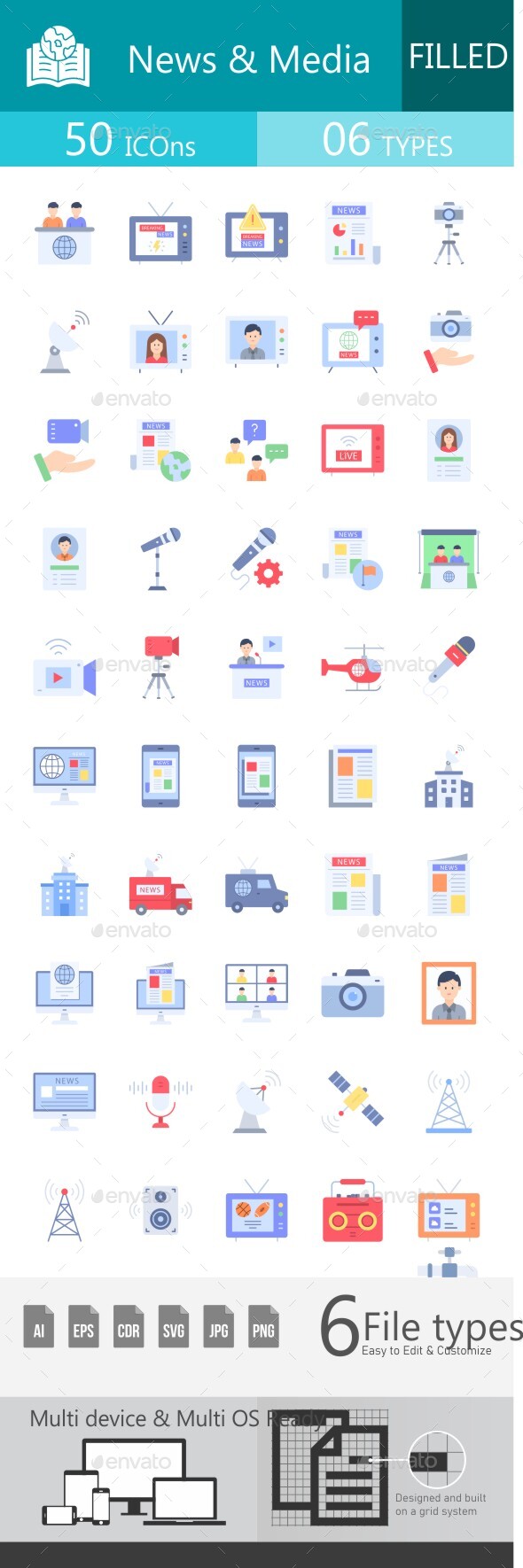 [DOWNLOAD]News & Media Flat Multicolor Icons