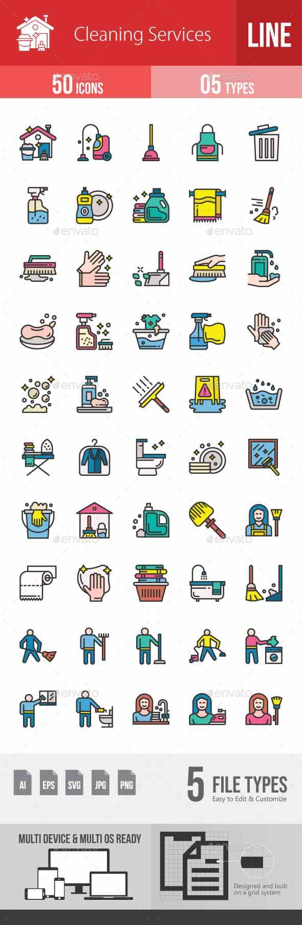 [DOWNLOAD]Cleaning Services Filled Line Icons