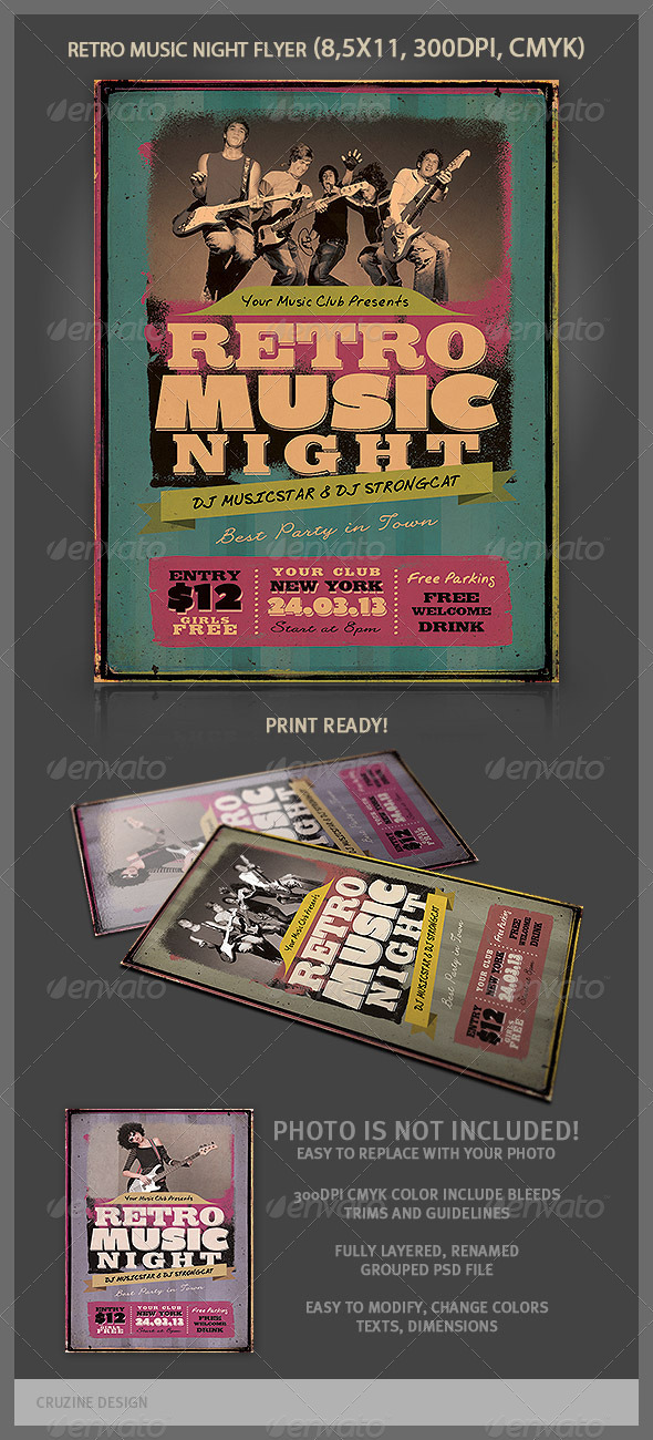 Retro Music Night Flyer - Concerts Events