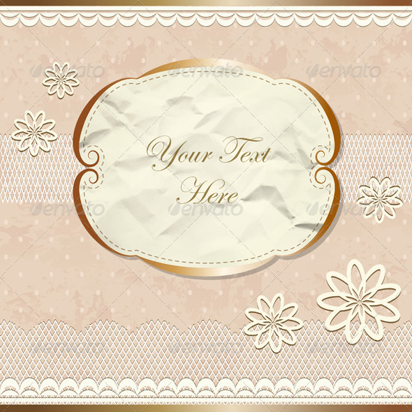 Lacy Vintage Border With Flowers - Backgrounds Decorative