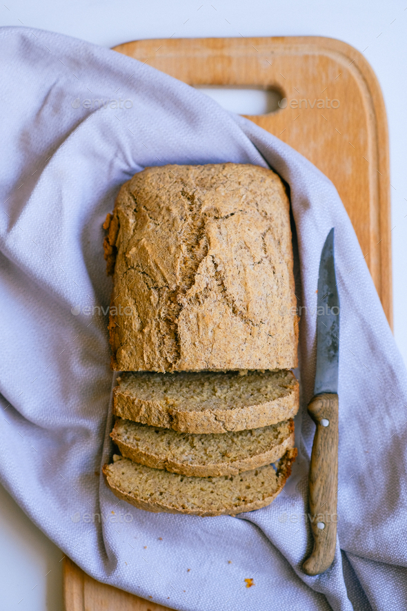 Vegan bread made from millet and green buckwheat. Useful healthy homemade baking