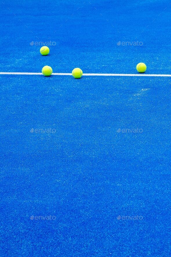 Paddle Tennis Racket Balls Court Artificial Grass Stock Photo by