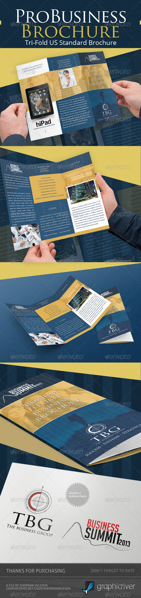 Pro Business Trifold Brochure PSD Template - Corporate Brochures