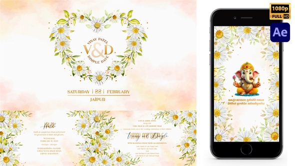 Indian Floral Wedding Invitation_Daisy_Style