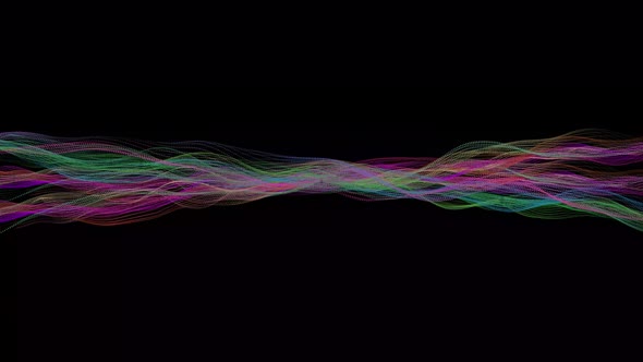 Colorful wavy line. Techy abstract colorful rainbow line on black background. 13 alt
