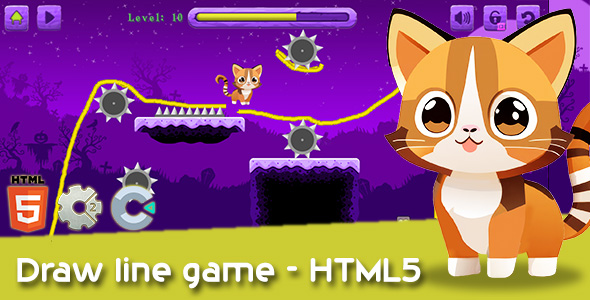 Spirit Halloween Kitty Cat Edition - HTML5 A popular draw line game (Construct 2, 3)