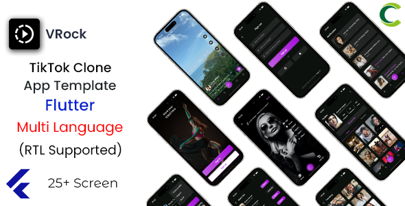 TikTok Clone App Template in Flutter | Video Creating & Sharing App | Short Video App | VRock