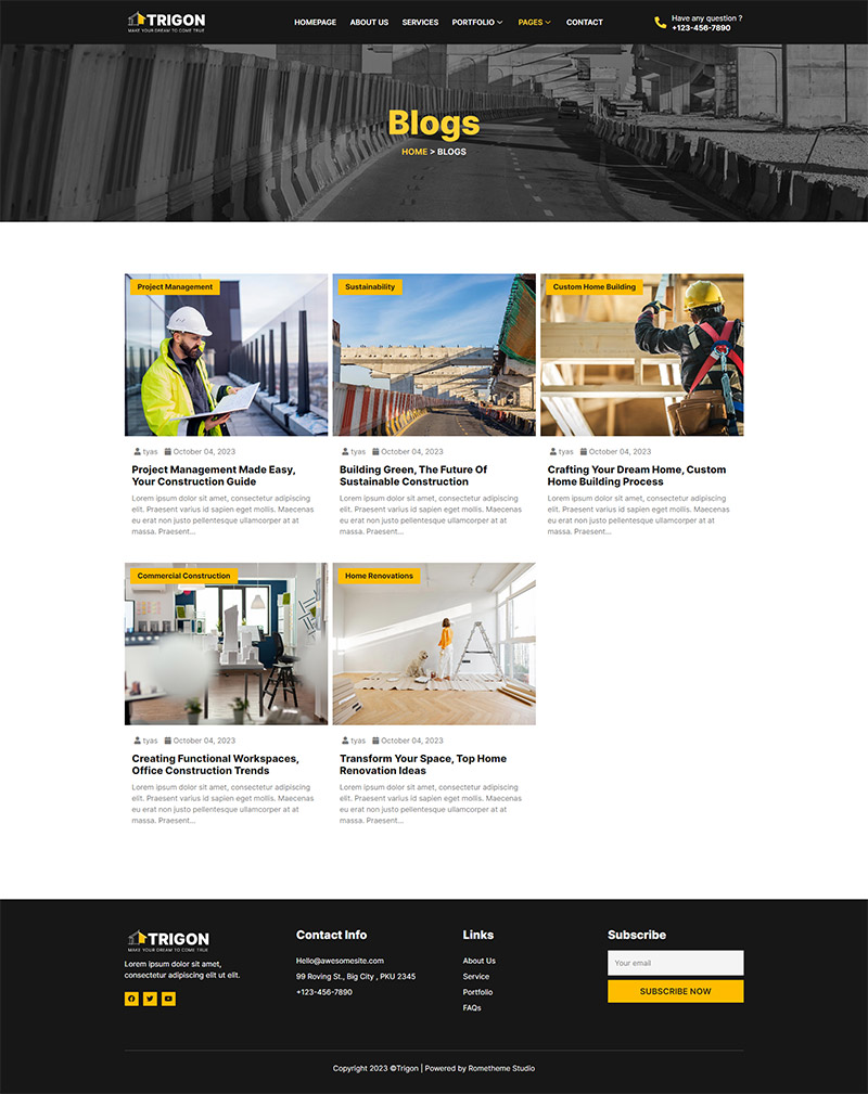 Trigon Construction Elementor Template Kit by Rometheme ThemeForest