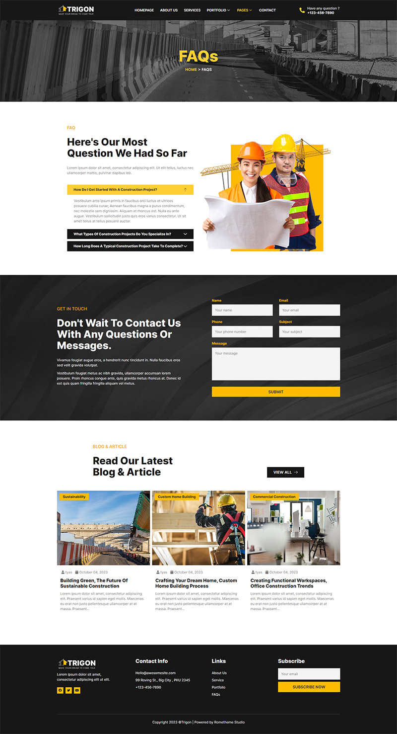 Trigon Construction Elementor Template Kit by Rometheme ThemeForest