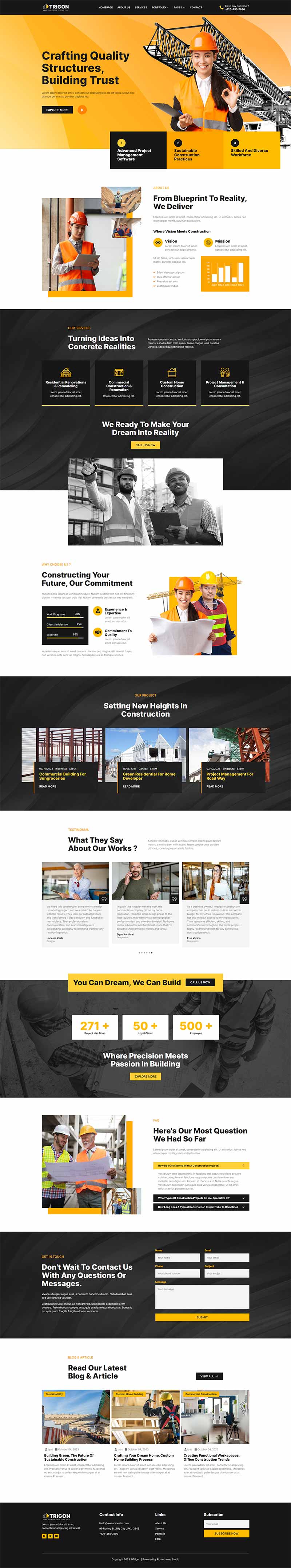 Trigon Construction Elementor Template Kit by Rometheme ThemeForest