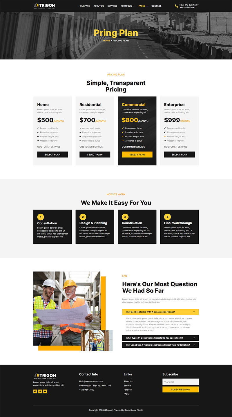 Trigon Construction Elementor Template Kit by Rometheme ThemeForest