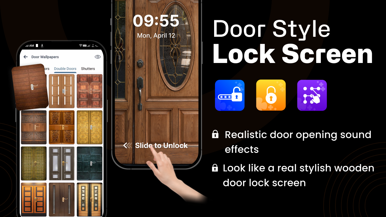 Door Style Lock Screen - Shutter Lock Screen Themes - Admob - Android App  by VocsyInfotech