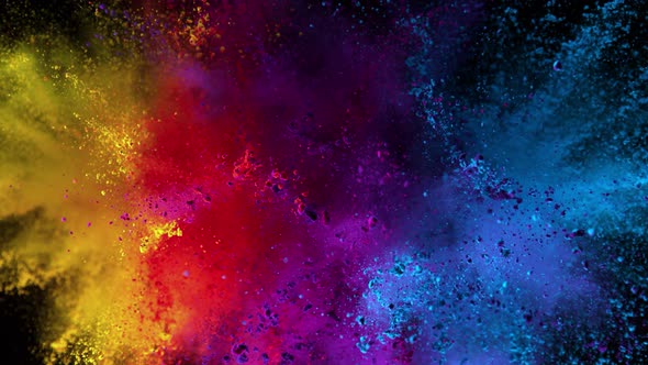 Super Slowmotion Shot of Color Powder Explosion Isolated on Black Background at 1000Fps alt