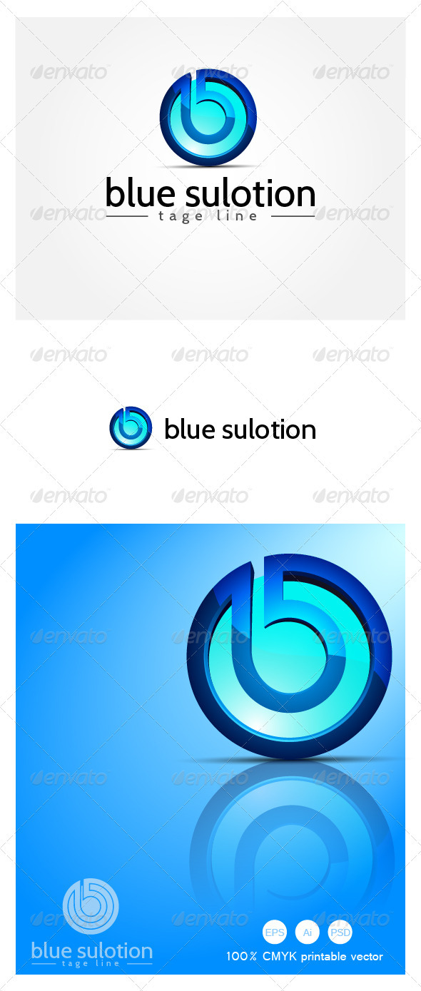 Blue Solution - 3D Logo - Letters Logo Templates