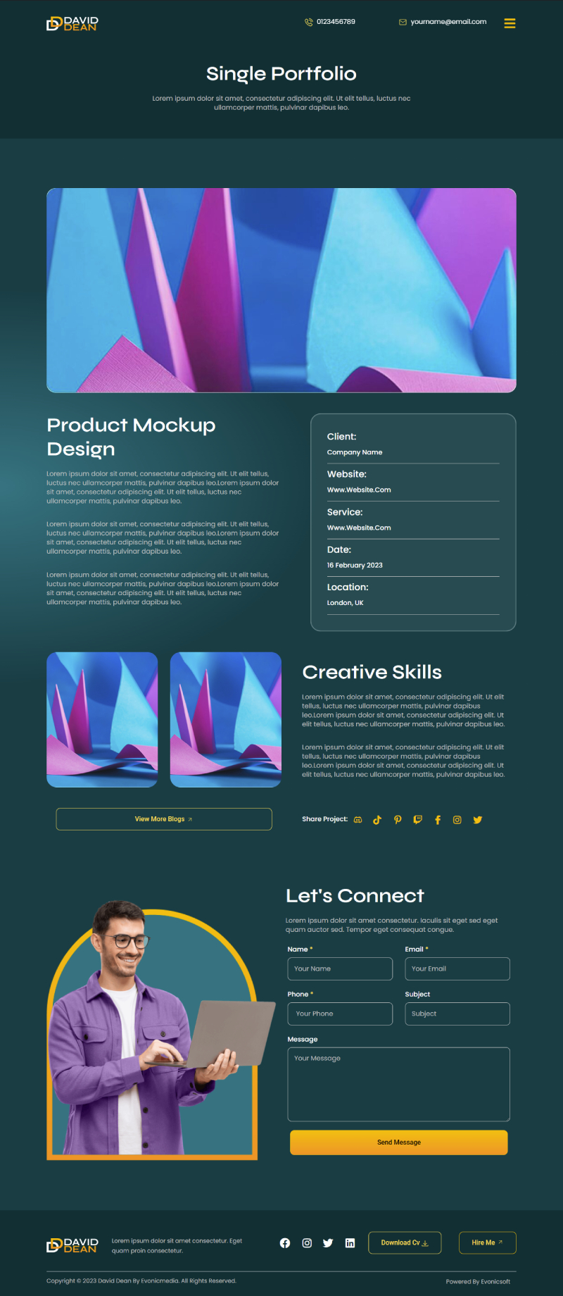 DavidDean – Personal Portfolio & Resume Elementor Template Kit by ...