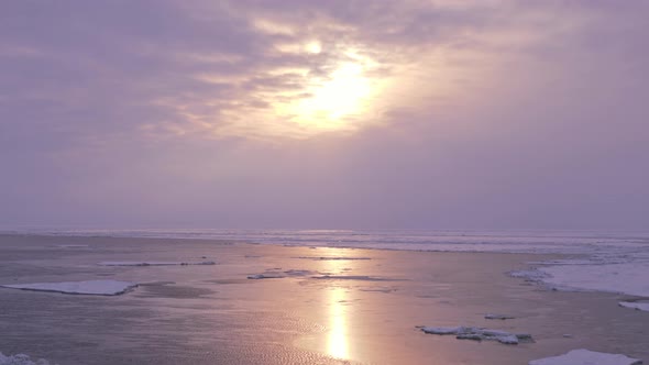 View of Ice on the Arctic Ocean with Sunlight