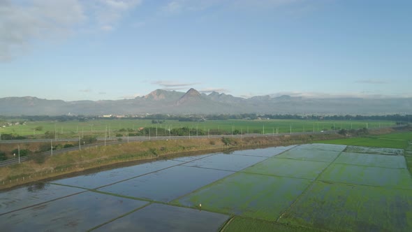 Tropical Landscape with Highway Farmer Fields in the Philippines alt