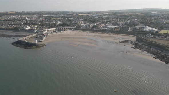 Aerial View Of The Small Seaport At The Coastal Town Of Balbriggan In Fingal, County Dublin, Ireland alt