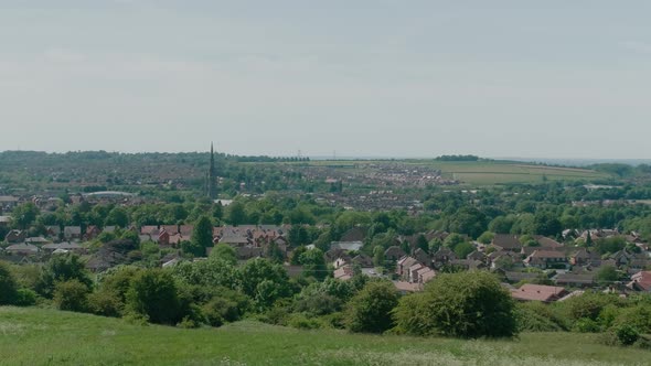 Grantham Town Lincolnshire UK East Midlands crop fields view in the distance of the town Summer day alt