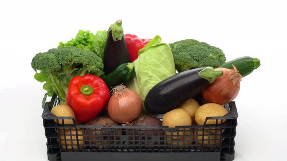 Delivery Box with Assorted Fresh Organic Vegetables Ready for Sale or Charity alt