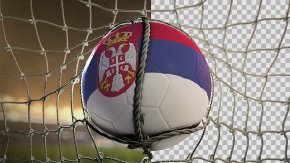Soccer Ball Scoring Goal Night Frontal - Serbia