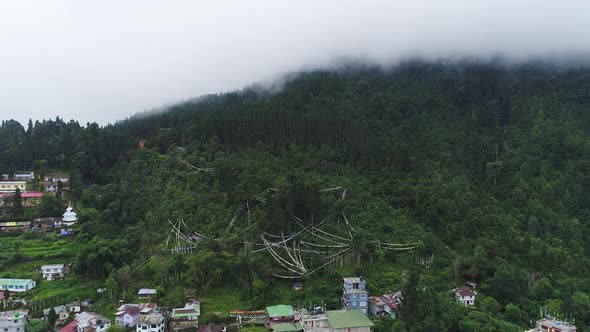Rumtek Monastery area in Sikkim India seen from the sky alt
