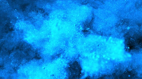 Super Slowmotion Shot of Blue Powder Explosion at 1000Fps. alt