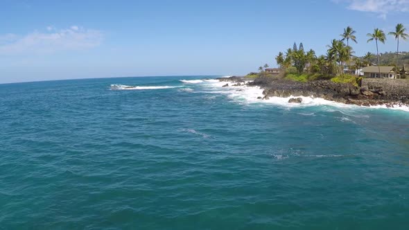 Aerial view of scenic ocean and landscape in Hawaii alt