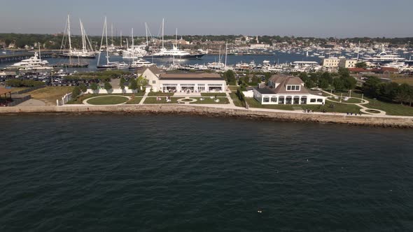 Restaurant on the Shore Yachts Ships Sailboats  the Sea From a Bird'seye View
