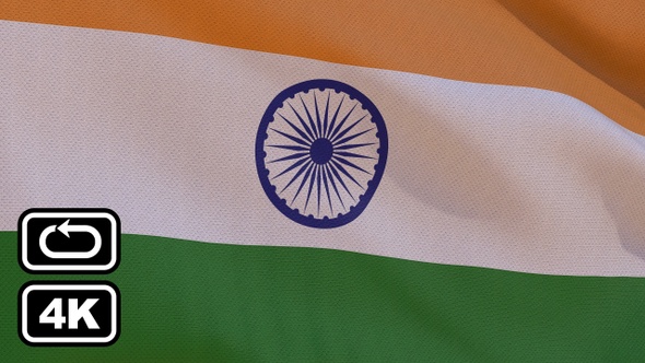 India Flag 4K Seamless Loop