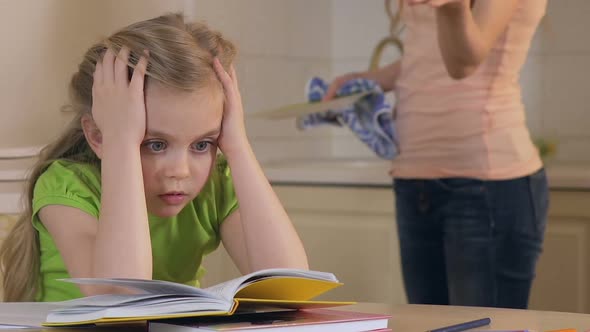 Nervous Mother Criticizing Little Daughter for Bad Behavior, Parenthood alt