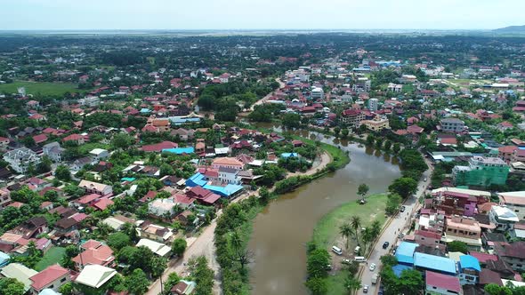 Siem Reap city in Cambodia seen from the sky alt