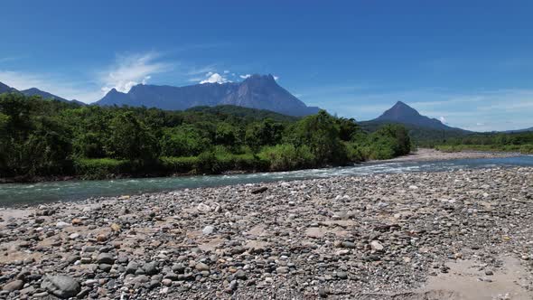 Mount Kibabalu With Riverbank