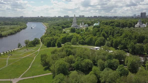 Aerial View of Kolomenskoye with Church of the Ascension, Moscow alt
