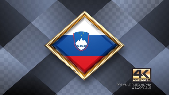 Slovenia Flag Rotating Badge 4K Looping with Transparent Background