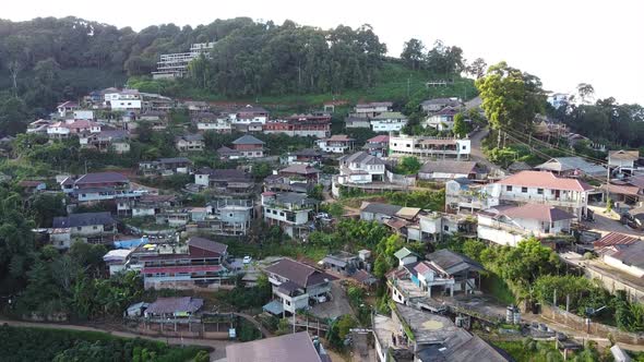 Aerial view from drone of rural village in Thailand