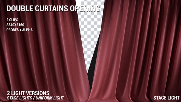 Double Red Velvet Curtains Opening