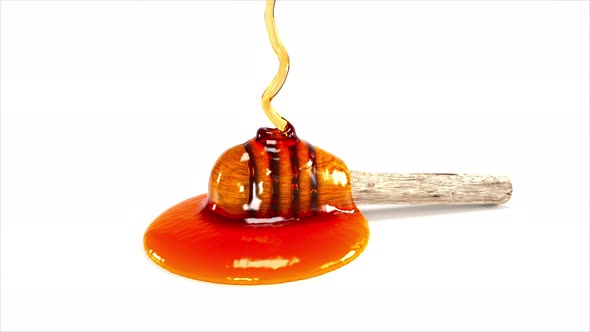 Honey dripping on sticky honey wood alt
