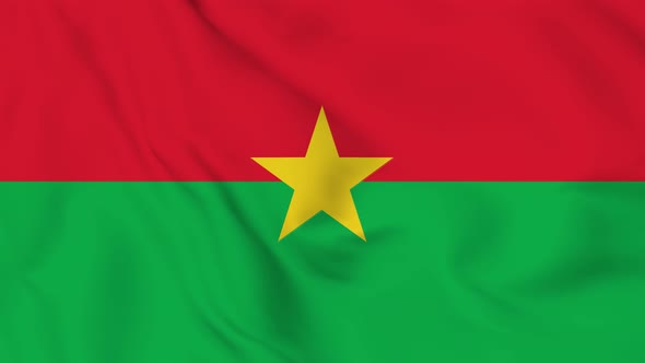 Burkina  Faso flag seamless closeup waving animation. Vd 1986